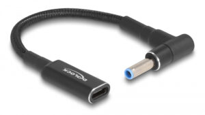 DELOCK καλώδιο τροφοδοσίας 60031, USB-C σε HP 4.5x3.0mm, 15cm, μαύρο