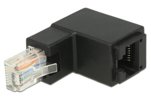 DELOCK αντάπτορας RJ45 86424, CAT 6 UTP, γωνιακός 90°, μαύρος