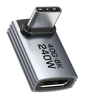 CABLETIME αντάπτορας USB-C CT-OTG42-AG, γωνιακός, USB4, 240W, 40Gbps, 8K, γκρι