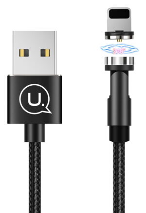 USAMS καλώδιο USB σε lightning US-SJ472, μαγνητικό, 2.1A, 1m, μαύρο