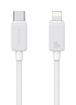 USAMS καλώδιο Lightning σε USB-C US-SJ692, 30W, 480Mbps, 1m, λευκό