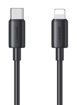 USAMS καλώδιο Lightning σε USB-C US-SJ712, 30W, 480Mbps, 1m, μαύρο