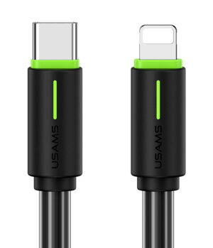 USAMS καλώδιο Lightning σε USB-C US-SJ735, 30W, 480Mbps, 1m, μαύρο