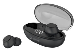 CELEBRAT earphones με θήκη φόρτισης TWS-W32, True Wireless, Φ8mm, μαύρα